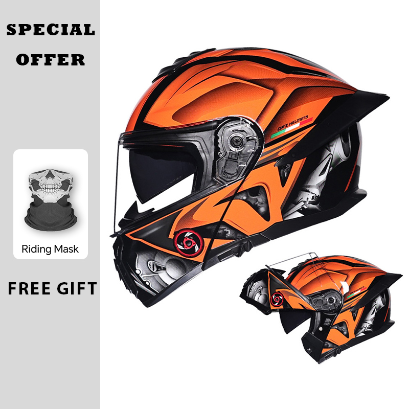 Dual Visor Motorcycle Racing Helmet - Motorcycle Flip Up Helmet Double Visor
