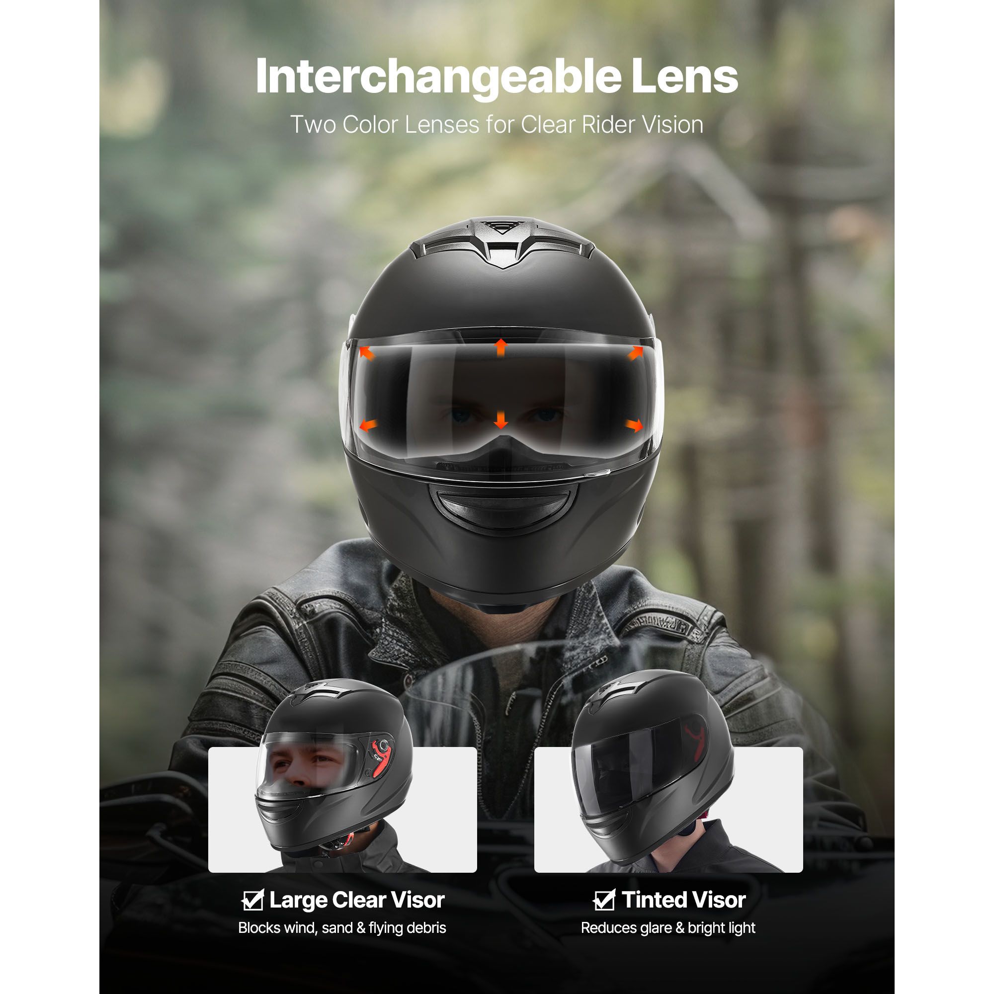 Motorcycle Helmet, Full Face,  - Dual Visor Motorcycle Racing Helmet 评论和价格