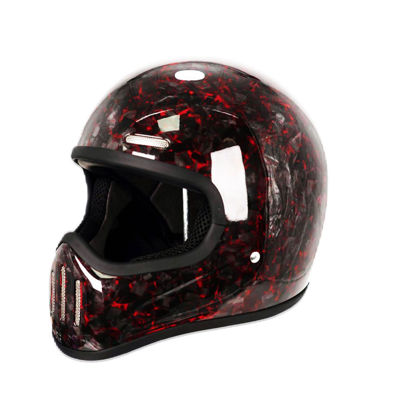 New Retro Carbon Fibre Full Fa - Carbon Fiber Lightweight Motorcycle Helmet 评论和价格