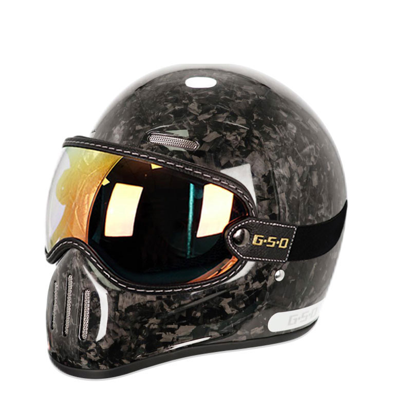 New Retro Carbon Fibre Full Fa - Carbon Fiber Lightweight Motorcycle Helmet 评论和价格