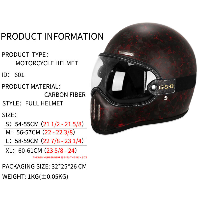 New Retro Carbon Fibre Full Fa - Carbon Fiber Lightweight Motorcycle Helmet 评论和价格
