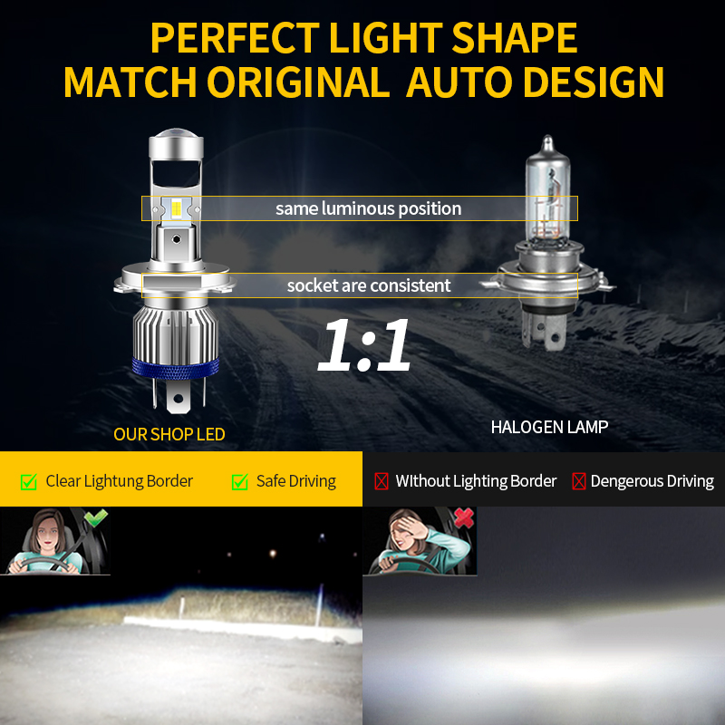 H4 HS1 LED Motorcycle Headligh - Universal Motorcycle Led Headlight Projector 评论和价格