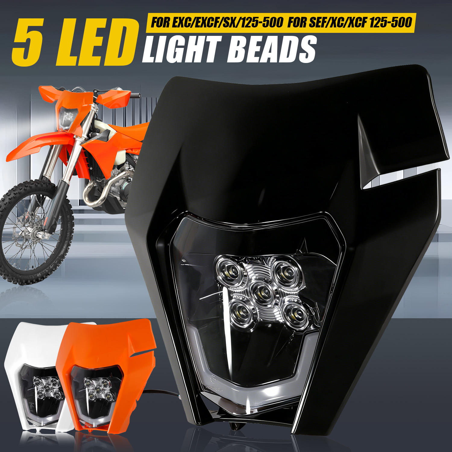 5 LED Headlight Headlamp Lamp  - Universal Motorcycle Led Headlight Projector 评论和价格