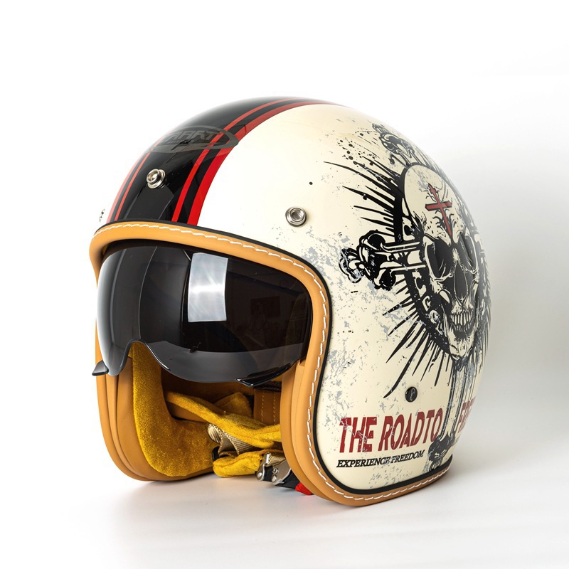 Vintage Open Face Motorcycle H - Vintage Open Face Retro Helmet 评论和价格