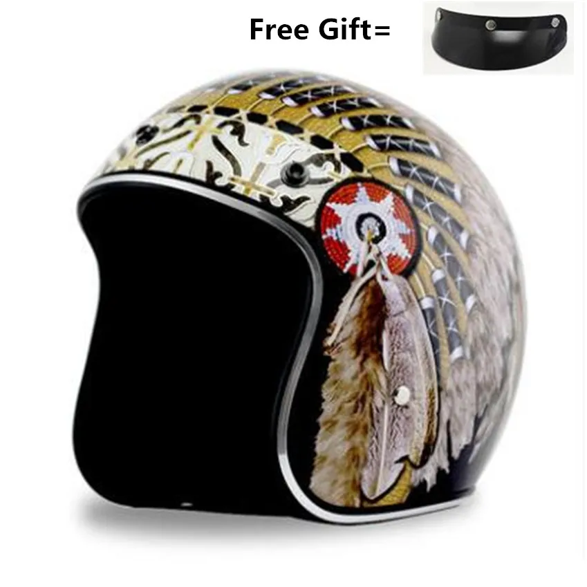Black Vintage Motorcycle Helme - Vintage Open Face Retro Helmet 评论和价格