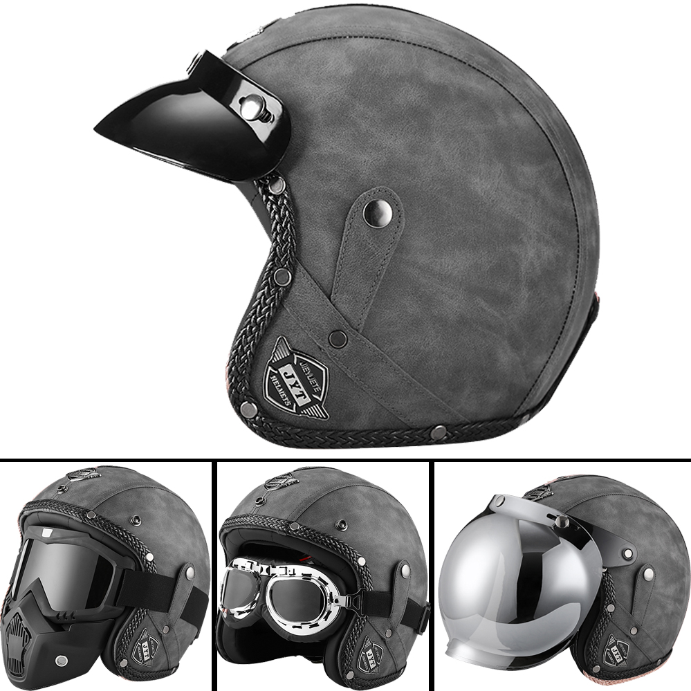 DOT 3/4 Open Face Motorcycle R - Vintage Open Face Retro Helmet 评论和价格