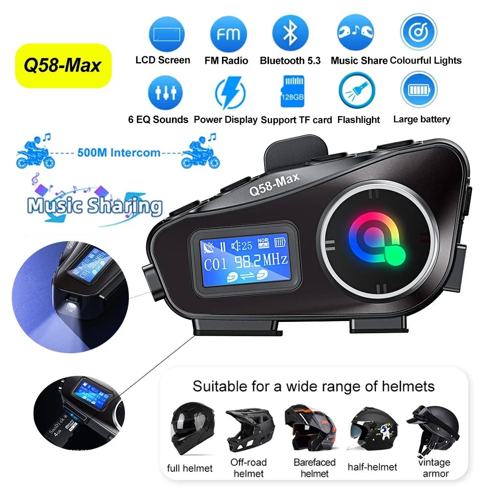 Large Screen Display Helmet In - Universal Motorcycle Helmet Intercom Headset 评论和价格