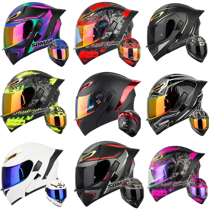 SOMAN Full Face Helmet Dual Le - Dual Visor Motorcycle Racing Helmet 评论和价格