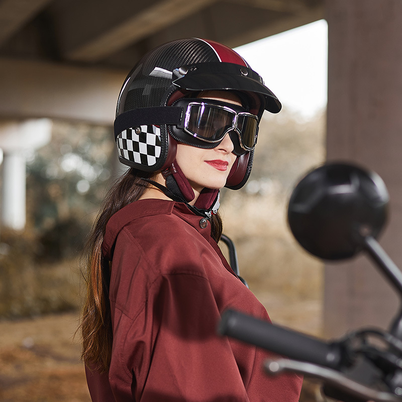Carbon Fiber Retro Motorcycle  - Carbon Fiber Lightweight Motorcycle Helmet 评论和价格