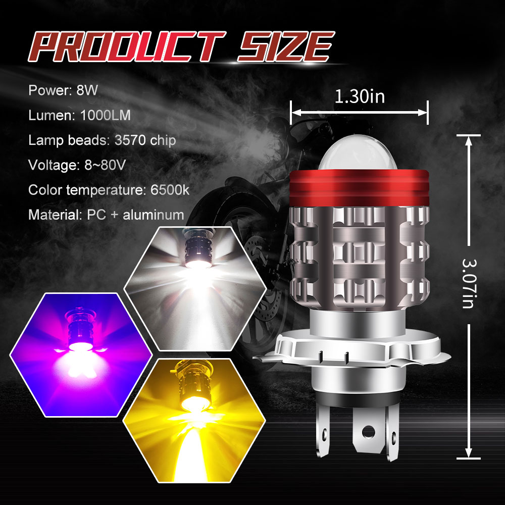 Universal H4 LED Motorcycle He - Universal Motorcycle Led Headlight Projector 评论和价格