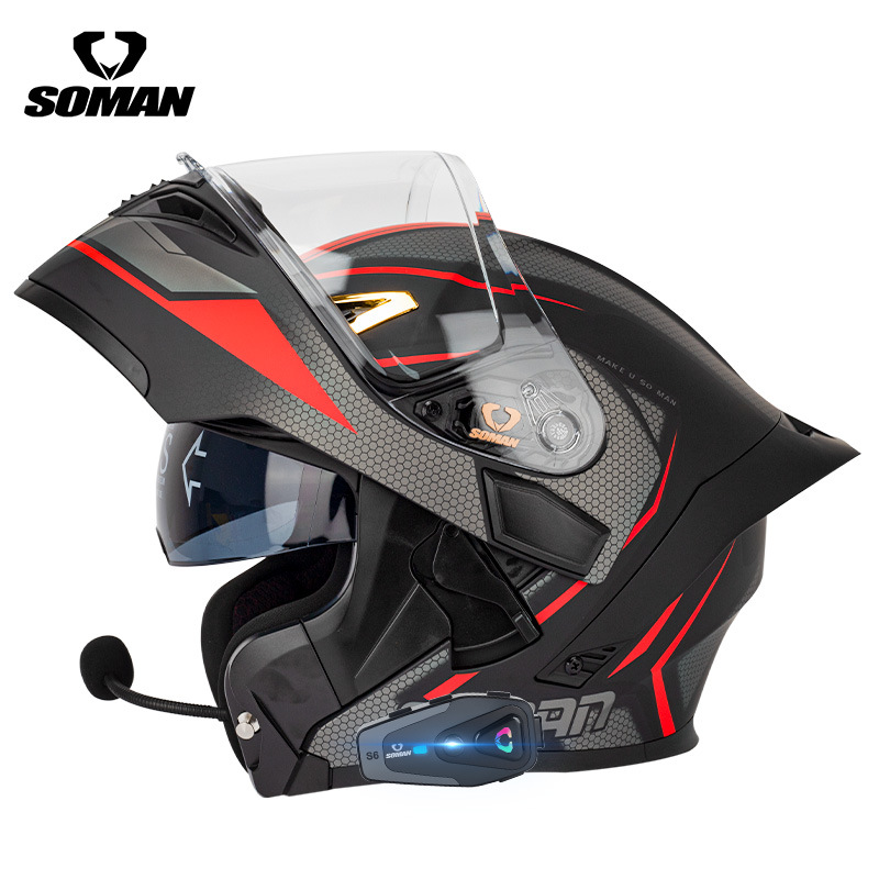 SOMAN Flip Up Motorcycle Helme - Dual Visor Motorcycle Racing Helmet 评论和价格