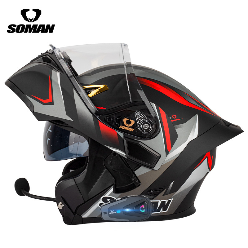 SOMAN Flip Up Motorcycle Helme - Dual Visor Motorcycle Racing Helmet 评论和价格