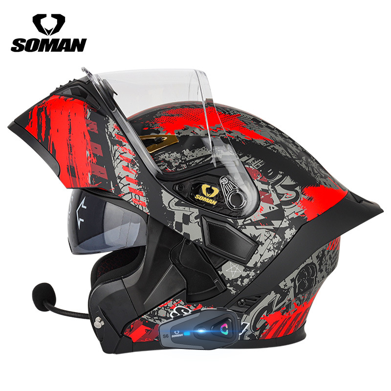 SOMAN Flip Up Motorcycle Helme - Dual Visor Motorcycle Racing Helmet 评论和价格