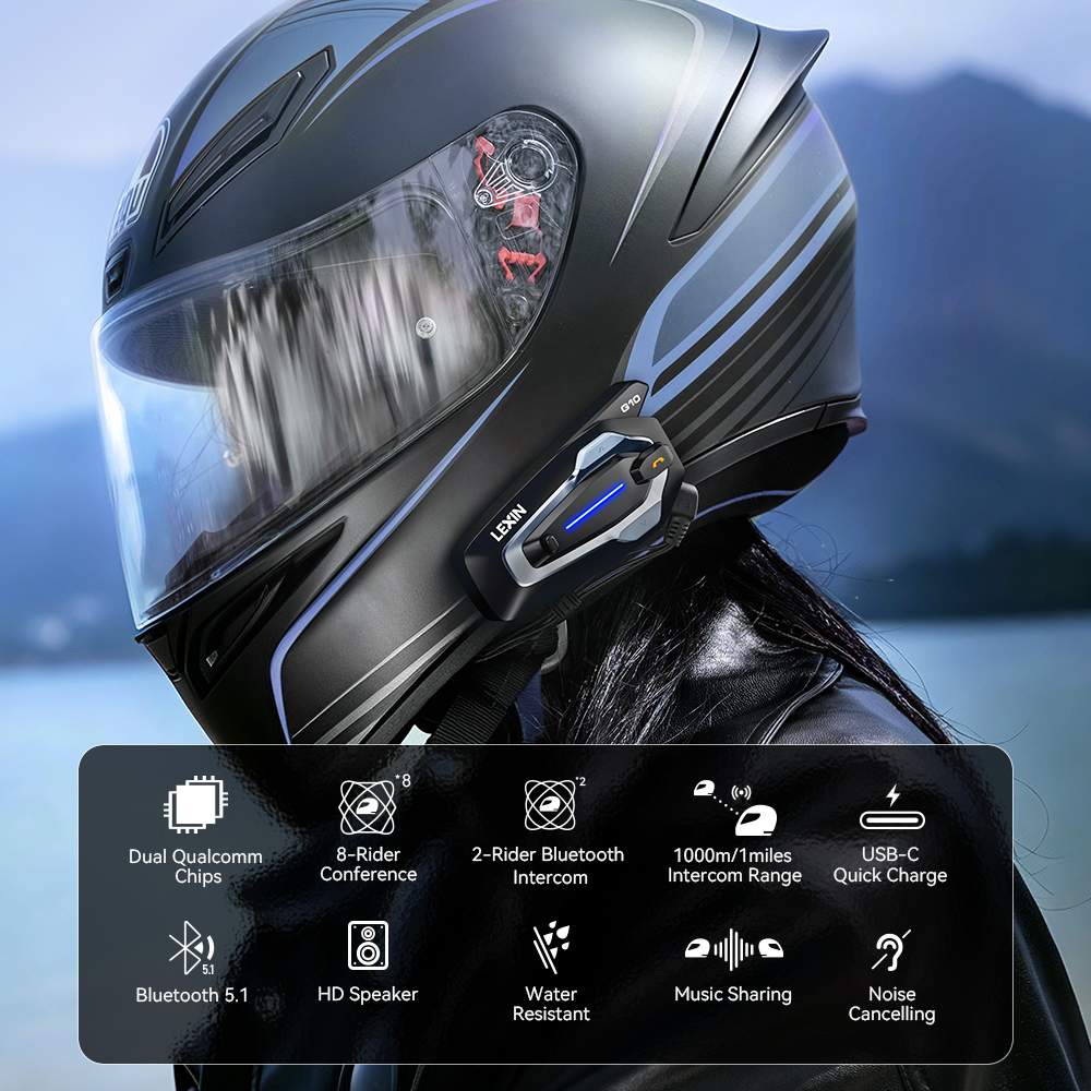 NEW-LEXIN G10 Motorcycle Helme - Universal Motorcycle Helmet Intercom Headset 评论和价格