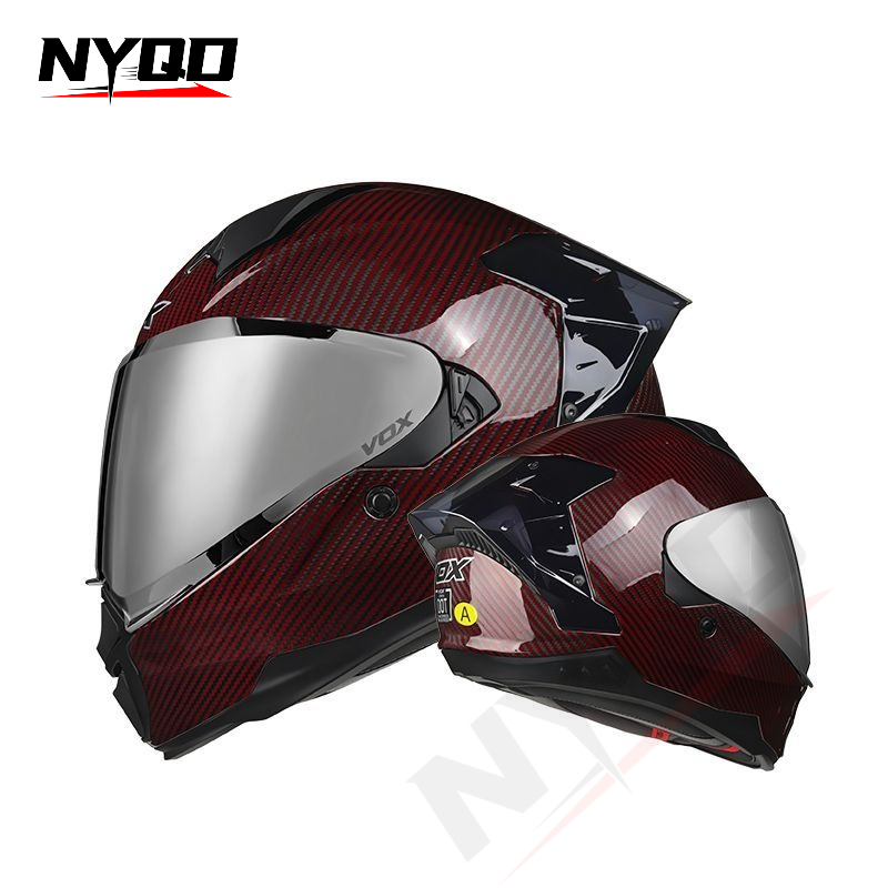 Carbon Fiber Full Face Motorcy - Dual Visor Motorcycle Racing Helmet 评论和价格
