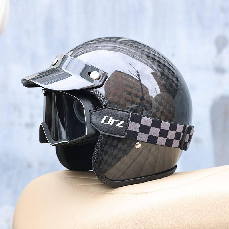 2026 Carbon Fiber Vintage Helm - Carbon Fiber Lightweight Motorcycle Helmet 评论和价格