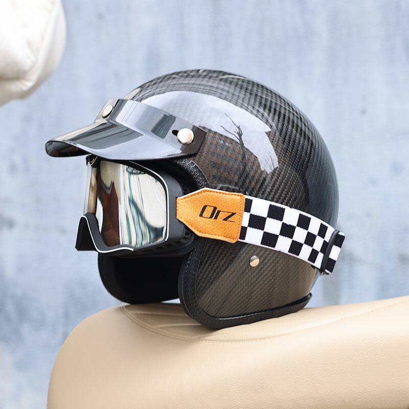 2026 Carbon Fiber Vintage Helm - Carbon Fiber Lightweight Motorcycle Helmet 评论和价格