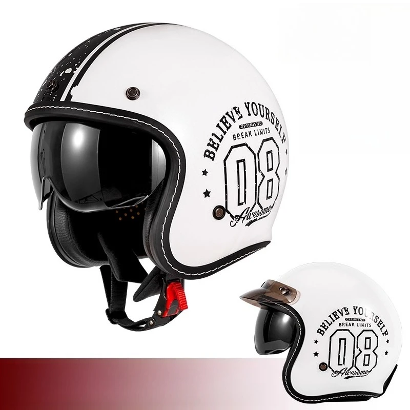 HOT Open Face Motorcycle Helme - Vintage Open Face Retro Helmet 评论和价格